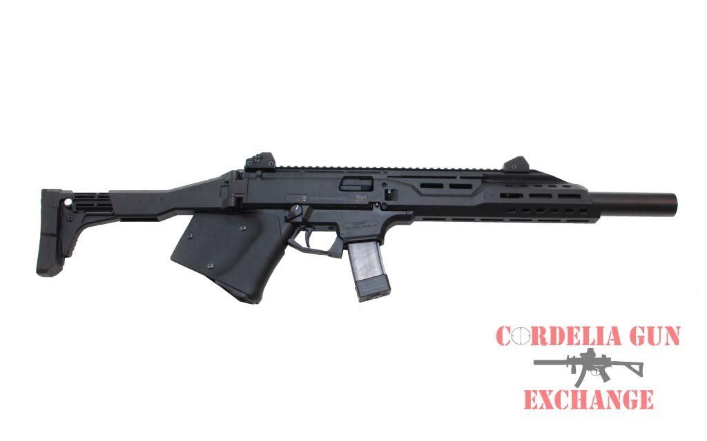 The CZ Scorpion 9mm Carbine FAUX Suppressor is legal in California! It is available from Cordelia Gun Exchange!