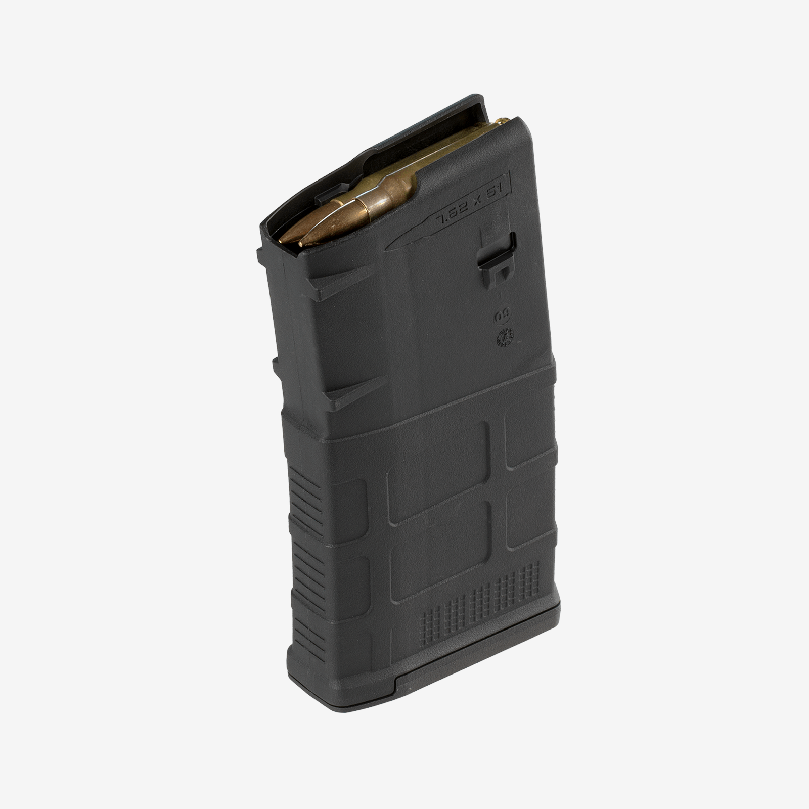 The Magpul 20RD Black AR10 PMAG rifle magazine holds 20 .308 Winchester or 7.62x51mm NATO cartridges for use with AR-10 rifles.
