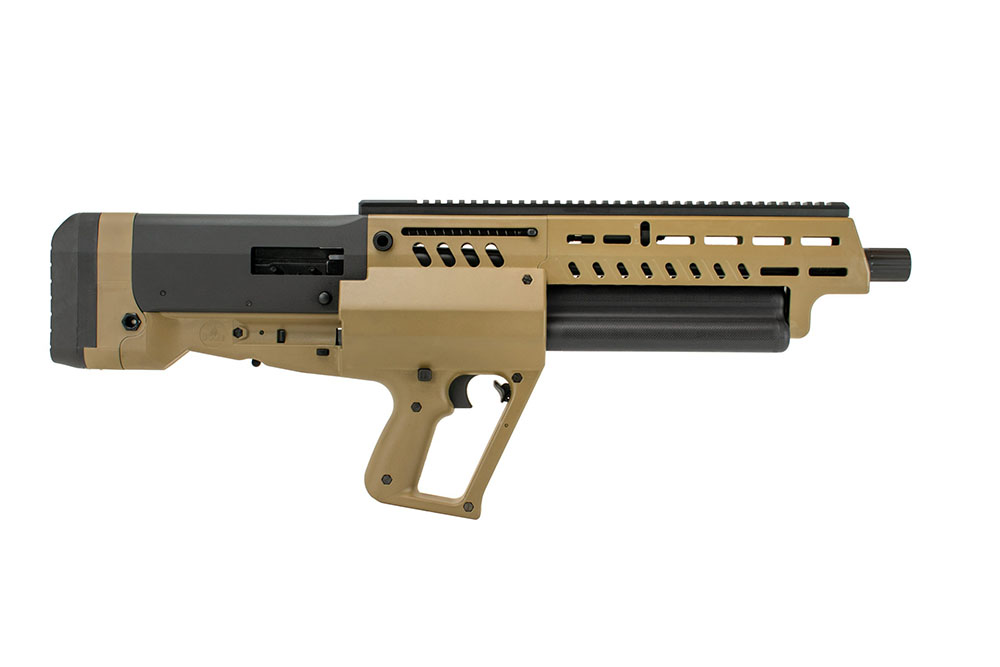 IWI Tavor TS12 12GA FDE The Tavor TS12 12GA FDE shotgun is any gun lovers dream. By innovating its feeding system, the shotgun can potentially hold 15 rounds plus one more in the chamber. The TS12 has a compact design that allows for great versatility and will be great for compact sporting or home defense.