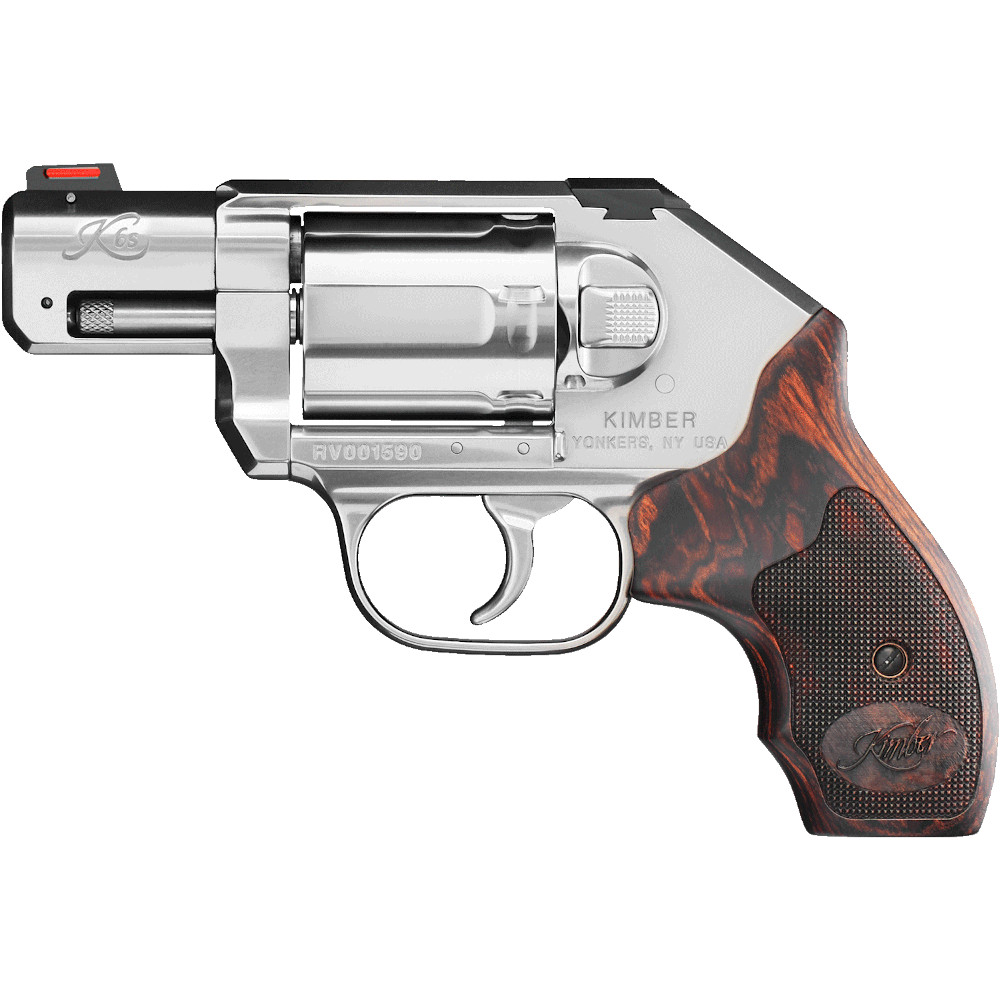 The CA compliant Kimber K6S DCR (Deluxe Carry Revolver) is based on the world’s lightest production 6-shot .357 Magnum revolver platform. The Kimber K6S DCR 357MAG features checkered Millennium rosewood grips, a fiber-optic front sight, superior ergonomics, smooth match-grade trigger and a smooth satin finish.