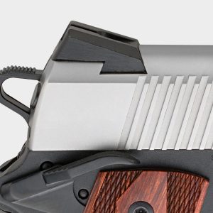 The Springfield Armory 1911 EMP CA 9mm features steel sights with three separate tritium inserts.
