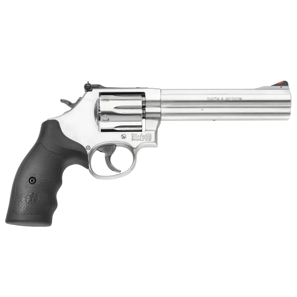The CA compliant Smith and Wesson 686 .357MAG revolver is the perfect choice for those who want the combination of a fun range gun and a defensive companion.