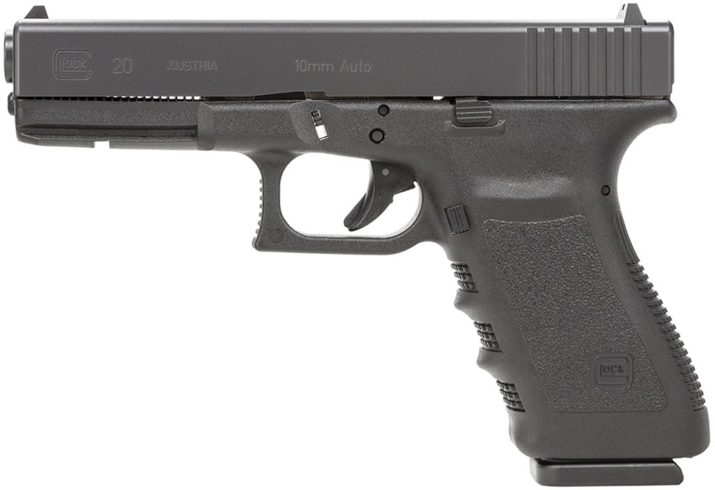 The California compliant Glock 20SF Gen3 BLK was designed for the both military and hunters alike giving them the power of a revolver with the capacity of a Semi-auto pistol