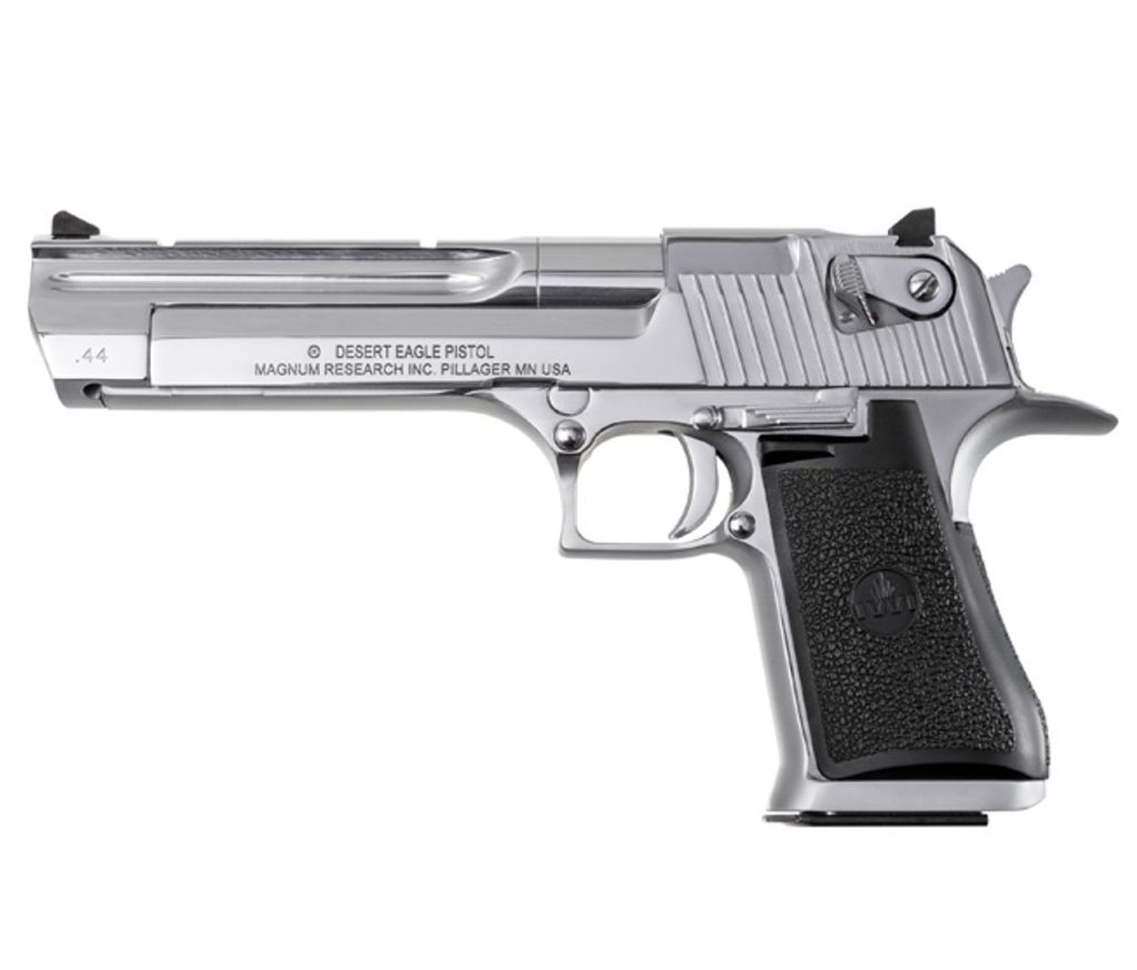 The CA compliant Desert Eagle 44MAG Chrome is the one handgun that stands out above the rest in any firearms collection and is a must have for any collector!
